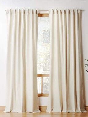 CB2 Basketweave Natural Blackout Window Curtain Panel 48" x 96" Retail $80
